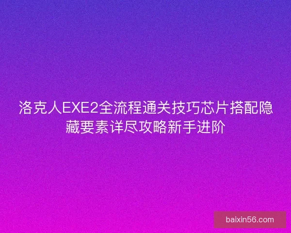洛克人EXE2全流程通关技巧芯片搭配隐藏要素详尽攻略新手进阶