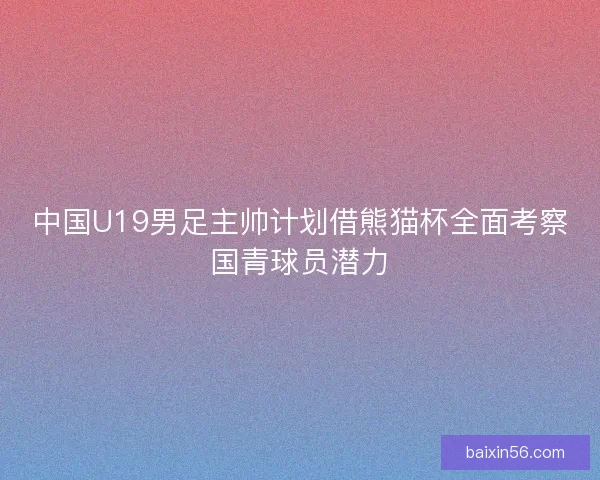 中国U19男足主帅计划借熊猫杯全面考察国青球员潜力