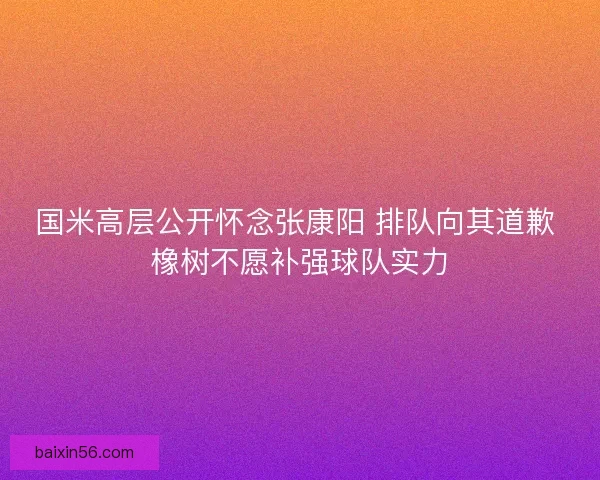 国米高层公开怀念张康阳 排队向其道歉 橡树不愿补强球队实力